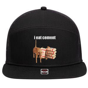 I Eat Cement Cursed Cat 7 Panel Mesh Trucker Snapback Hat