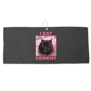 I Eat Cement Cursed Cat Funny Oddly Specific Weird Large Microfiber Waffle Golf Towel