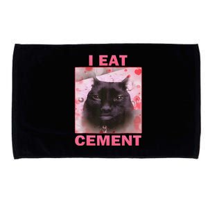 I Eat Cement Cursed Cat Funny Oddly Specific Weird Microfiber Hand Towel