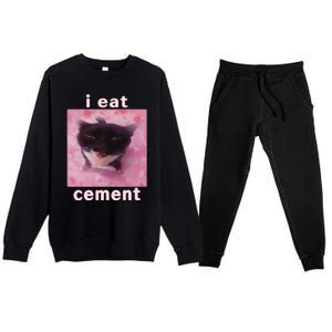 I Eat Cement Cat Premium Crewneck Sweatsuit Set