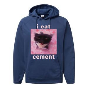 I Eat Cement Cat Performance Fleece Hoodie