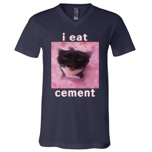 I Eat Cement Cat V-Neck T-Shirt