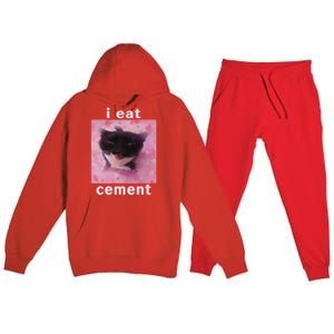 I Eat Cement Cat Premium Hooded Sweatsuit Set