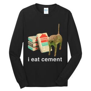 I Eat Cement Cursed Cat Funny Oddly Specific Dank Meme Gift Tall Long Sleeve T-Shirt