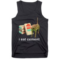 I Eat Cement Cursed Cat Funny Oddly Specific Dank Meme Gift Tank Top