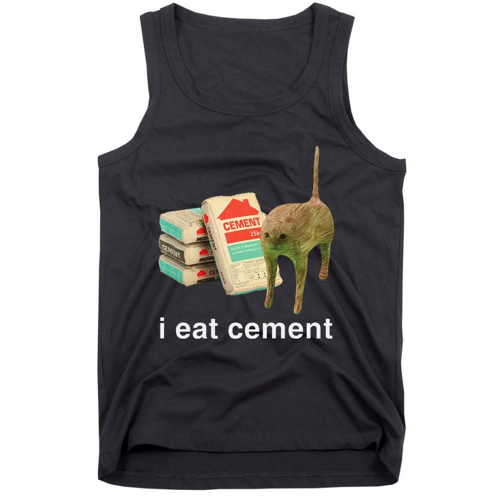 I Eat Cement Cursed Cat Funny Oddly Specific Dank Meme Gift Tank Top