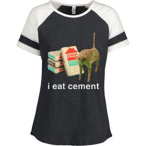 I Eat Cement Cursed Cat Funny Oddly Specific Dank Meme Gift Enza Ladies Jersey Colorblock Tee