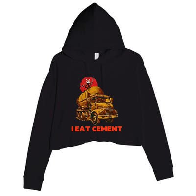 I Eat Cement Japanese Vintage Weird Funny Purr Samurai Meme Crop Fleece Hoodie