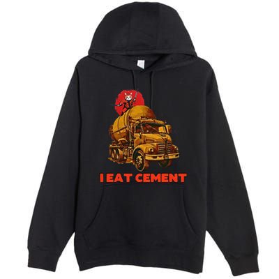 I Eat Cement Japanese Vintage Weird Funny Purr Samurai Meme Premium Pullover Hoodie
