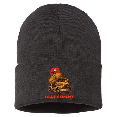 I Eat Cement Japanese Vintage Weird Funny Purr Samurai Meme Sustainable Knit Beanie
