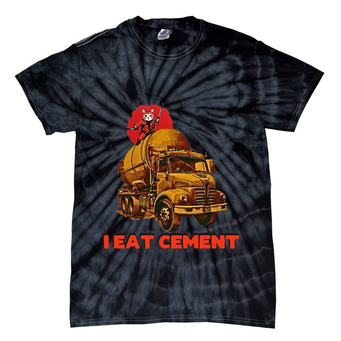 I Eat Cement Japanese Vintage Weird Funny Purr Samurai Meme Tie-Dye T-Shirt