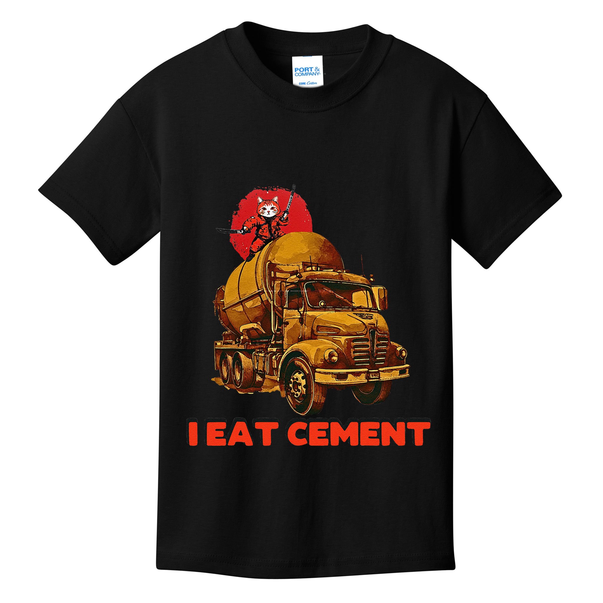 I Eat Cement Japanese Vintage Weird Funny Purr Samurai Meme Kids T-Shirt