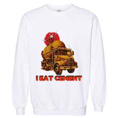 I Eat Cement Japanese Vintage Weird Funny Purr Samurai Meme Garment-Dyed Sweatshirt