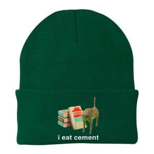 I Eat Cement Cursed Cat Funny Oddly Specific Dank Meme Knit Cap Winter Beanie