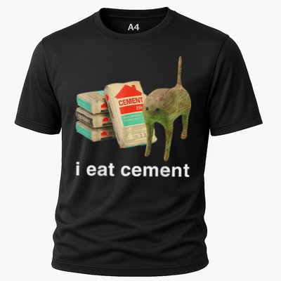 I Eat Cement Cursed Cat Funny Oddly Specific Dank Meme Performance Shirt