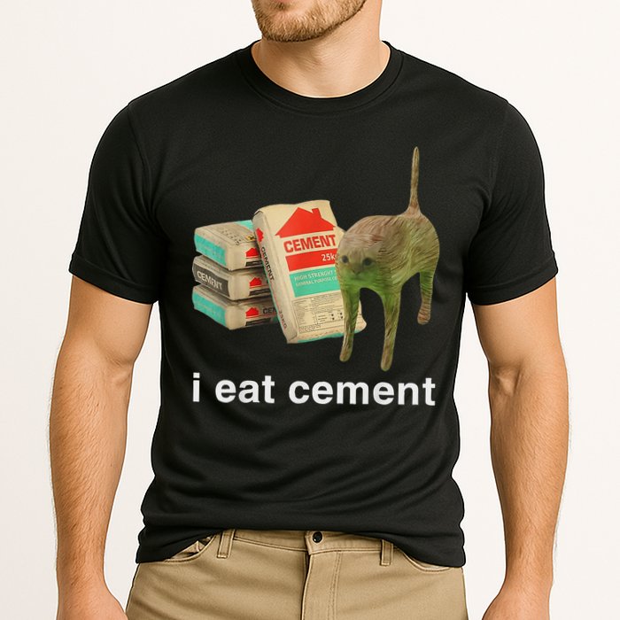 I Eat Cement Cursed Cat Funny Oddly Specific Dank Meme Performance Shirt