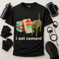 I Eat Cement Cursed Cat Funny Oddly Specific Dank Meme Performance Shirt