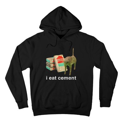 I Eat Cement Cursed Cat Funny Oddly Specific Dank Meme Hoodie