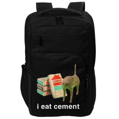 I Eat Cement Cursed Cat Funny Oddly Specific Dank Meme Impact Tech Backpack