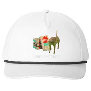 I Eat Cement Cursed Cat Funny Oddly Specific Dank Meme Snapback Five-Panel Rope Hat