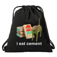 I Eat Cement Cursed Cat Funny Oddly Specific Dank Meme Drawstring Bag