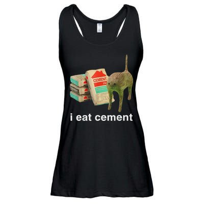 I Eat Cement Cursed Cat Funny Oddly Specific Dank Meme Ladies Essential Flowy Tank