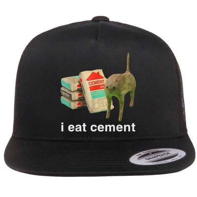 I Eat Cement Cursed Cat Funny Oddly Specific Dank Meme Flatbill Hat