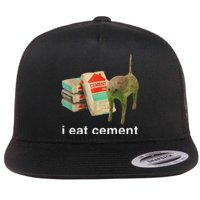 I Eat Cement Cursed Cat Funny Oddly Specific Dank Meme Flat Bill Trucker Hat