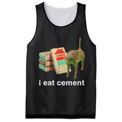 I Eat Cement Cursed Cat Funny Oddly Specific Dank Meme Mesh Reversible Basketball Jersey Tank