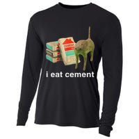 I Eat Cement Cursed Cat Funny Oddly Specific Dank Meme Cooling Performance Long Sleeve Crew
