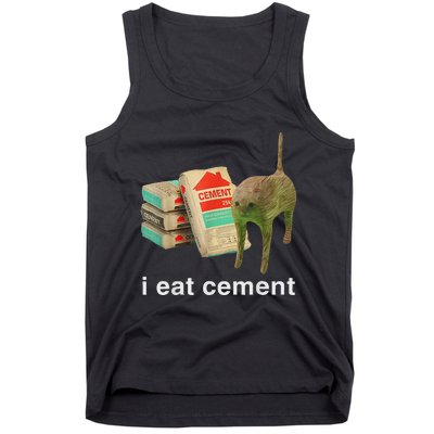 I Eat Cement Cursed Cat Funny Oddly Specific Dank Meme Tank Top