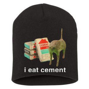 I Eat Cement Cursed Cat Funny Oddly Specific Dank Meme Short Acrylic Beanie