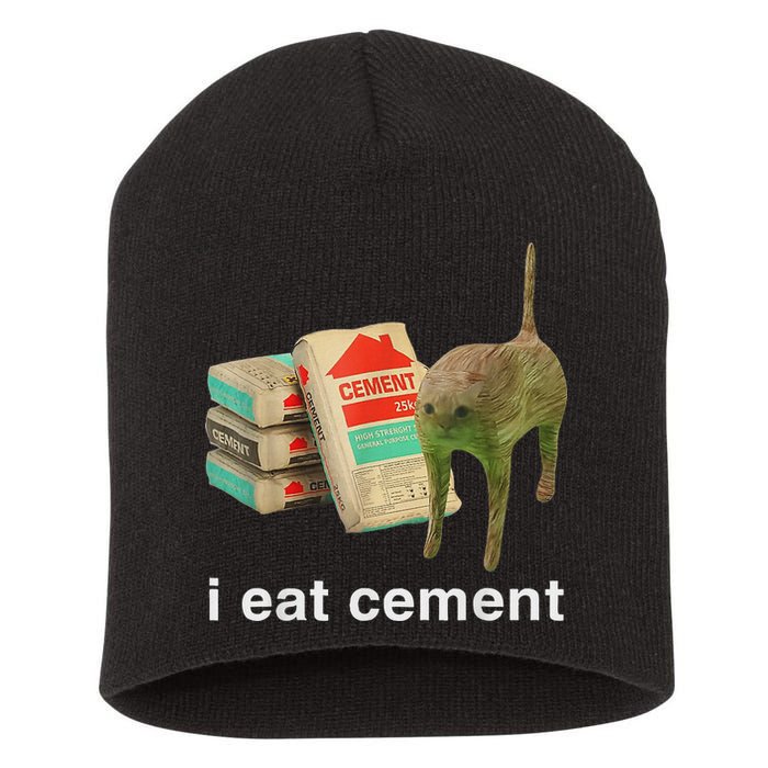 I Eat Cement Cursed Cat Funny Oddly Specific Dank Meme Short Acrylic Beanie