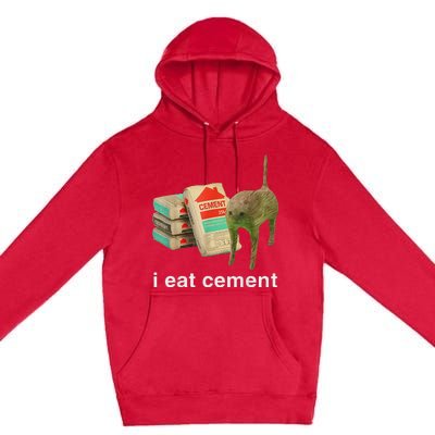 I Eat Cement Cursed Cat Funny Oddly Specific Dank Meme Premium Pullover Hoodie