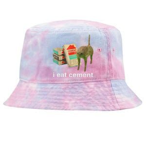 I Eat Cement Cursed Cat Funny Oddly Specific Dank Meme Tie-Dyed Bucket Hat