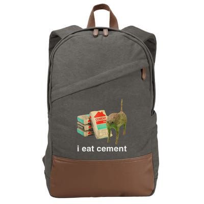 I Eat Cement Cursed Cat Funny Oddly Specific Dank Meme Cotton Canvas Backpack
