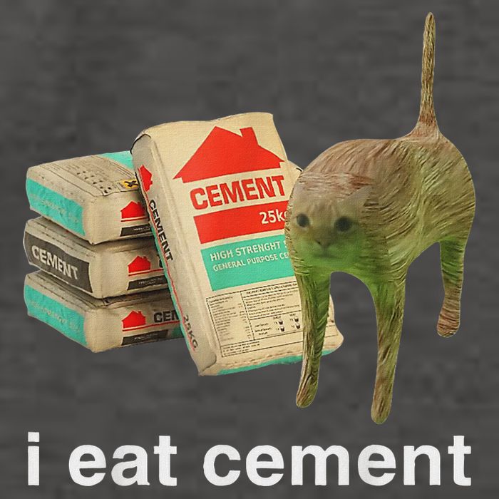 I Eat Cement Cursed Cat Funny Oddly Specific Dank Meme Vector Backpack