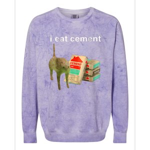 I Eat Cement Cursed Cat Funny Oddly Specificc Colorblast Crewneck Sweatshirt