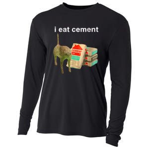 I Eat Cement Cursed Cat Funny Oddly Specificc Cooling Performance Long Sleeve Crew