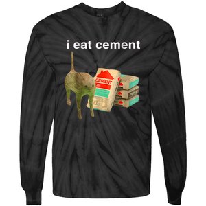 I Eat Cement Cursed Cat Funny Oddly Specificc Tie-Dye Long Sleeve Shirt