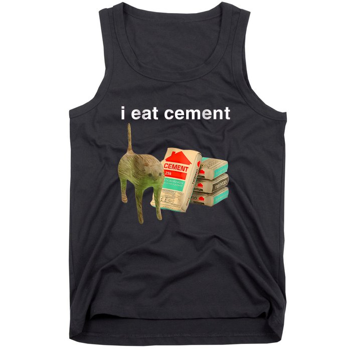 I Eat Cement Cursed Cat Funny Oddly Specificc Tank Top