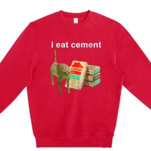 I Eat Cement Cursed Cat Funny Oddly Specificc Premium Crewneck Sweatshirt