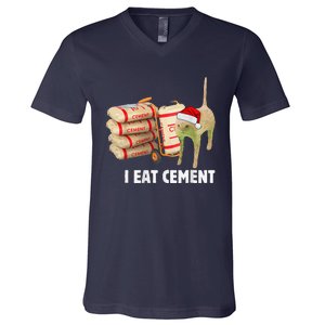 I Eat Cement Funny Meme Cat Lovers V-Neck T-Shirt