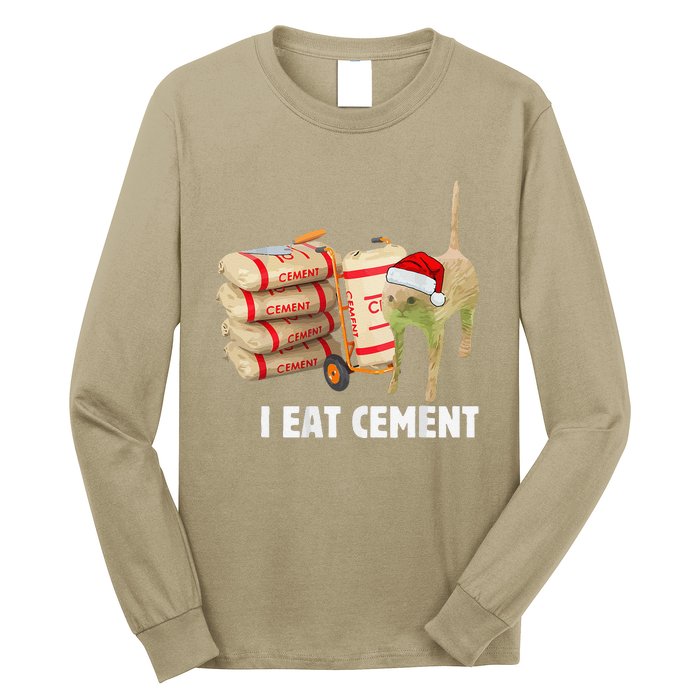 I Eat Cement Funny Meme Cat Lovers Long Sleeve Shirt