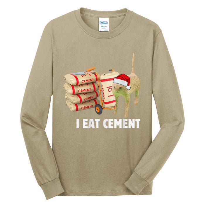 I Eat Cement Funny Meme Cat Lovers Tall Long Sleeve T-Shirt