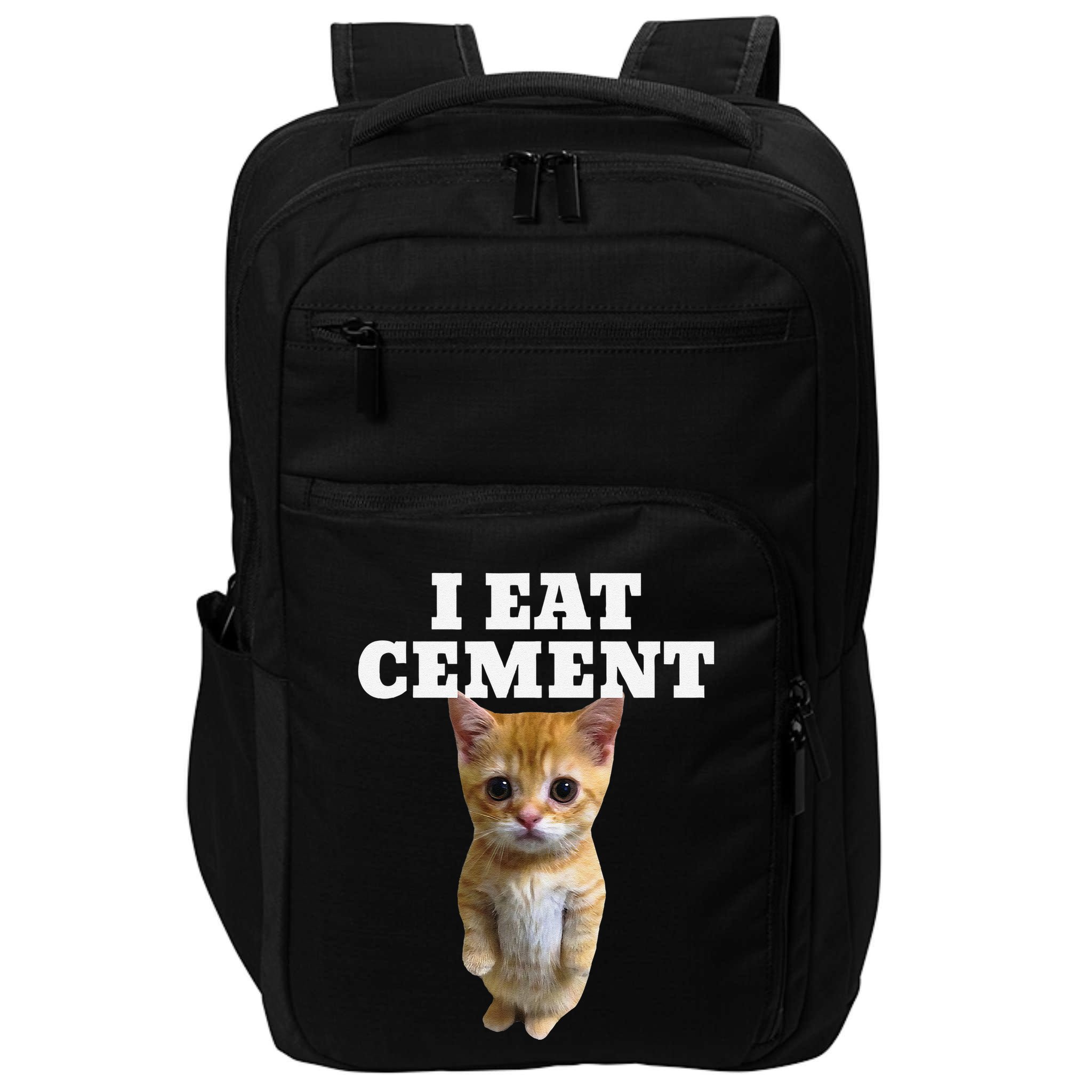 I Eat Cement Cat Meme Impact Tech Backpack