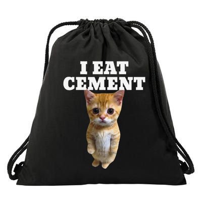 I Eat Cement Cat Meme Drawstring Bag