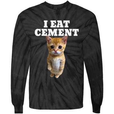 I Eat Cement Cat Meme Tie-Dye Long Sleeve Shirt