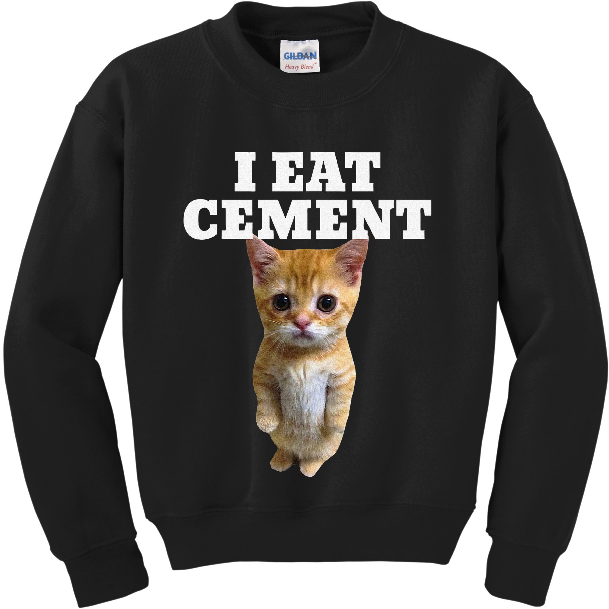 I Eat Cement Cat Meme Kids Sweatshirt