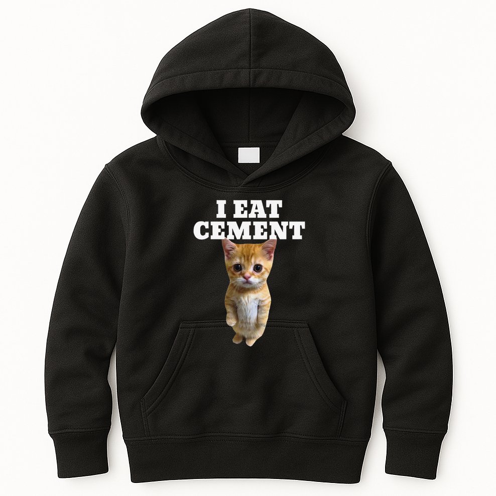 I Eat Cement Cat Meme Kids Hoodie